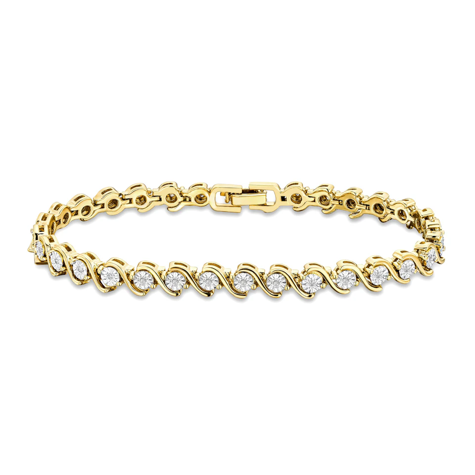 0.19ct Diamond and 18K Gold Vermeil Twist Bracelet