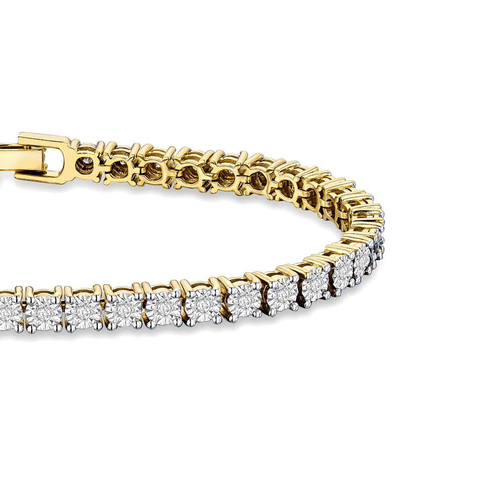 Brilliance 18K Gold Vermeil Diamond Set 0.57ct Tennis Bracelet