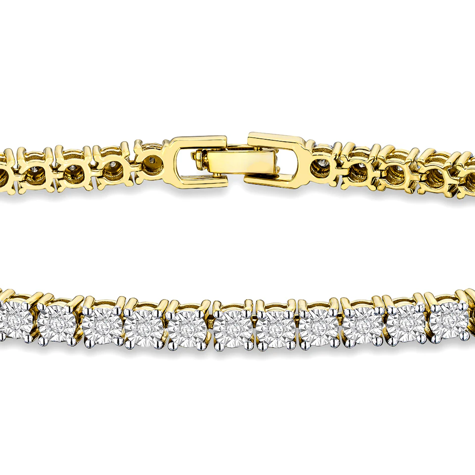 Brilliance 18K Gold Vermeil Diamond Set 0.57ct Tennis Bracelet