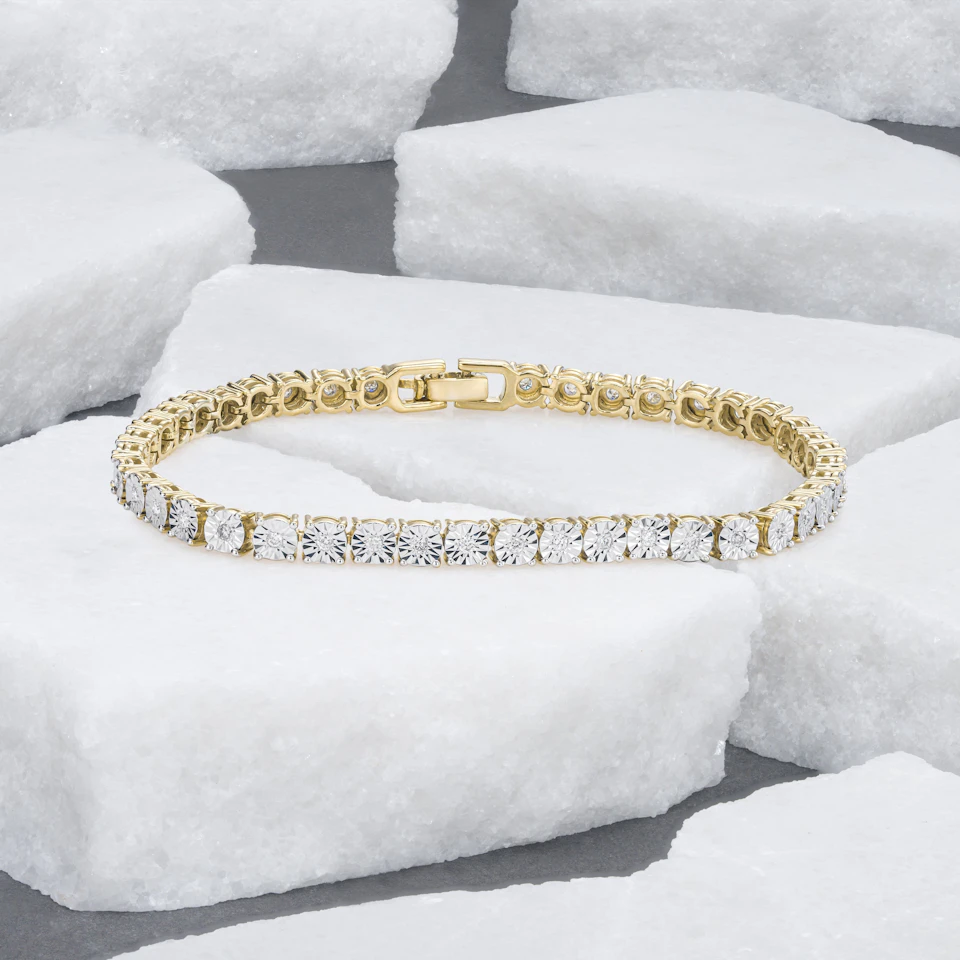 Brilliance 18K Gold Vermeil Diamond Set 0.57ct Tennis Bracelet