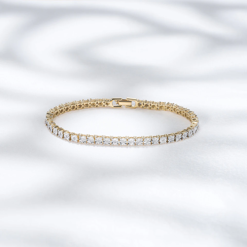 Brilliance 18K Gold Vermeil Diamond Set 0.57ct Tennis Bracelet