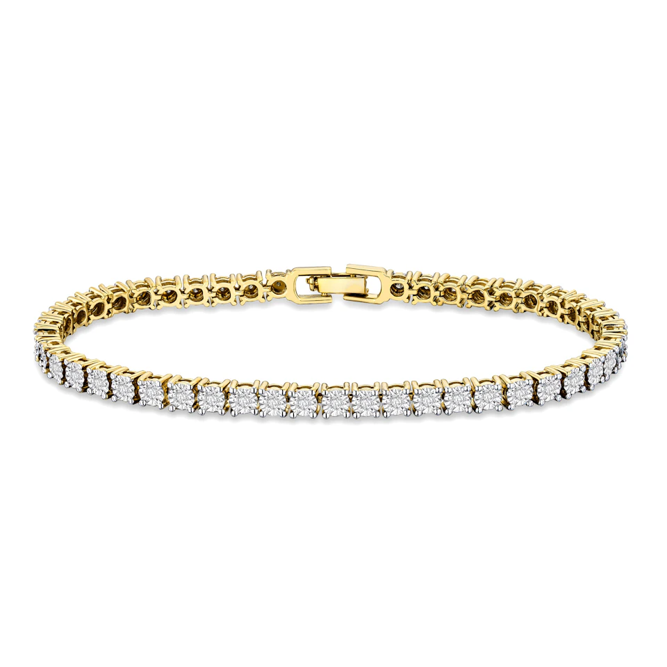 Brilliance 18K Gold Vermeil Diamond Set 0.57ct Tennis Bracelet