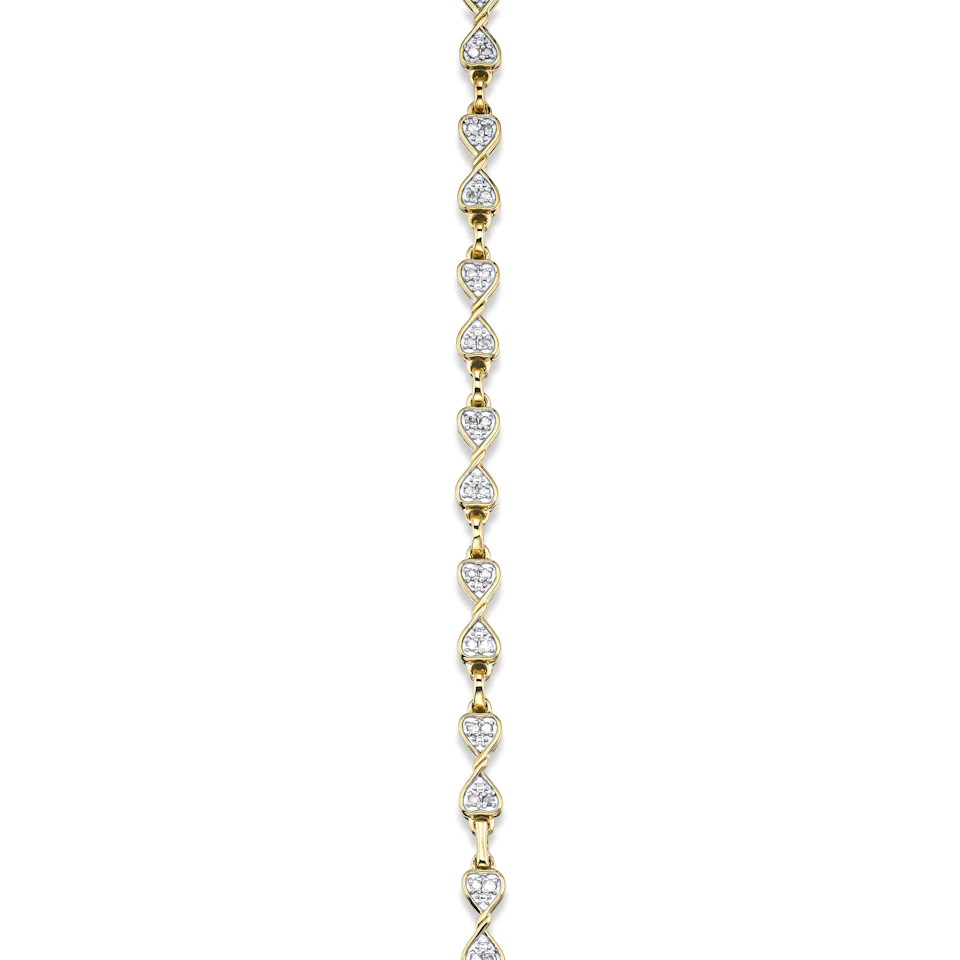 0.25ct Diamond Heart Bracelet Set In 18K Gold Vermeil
