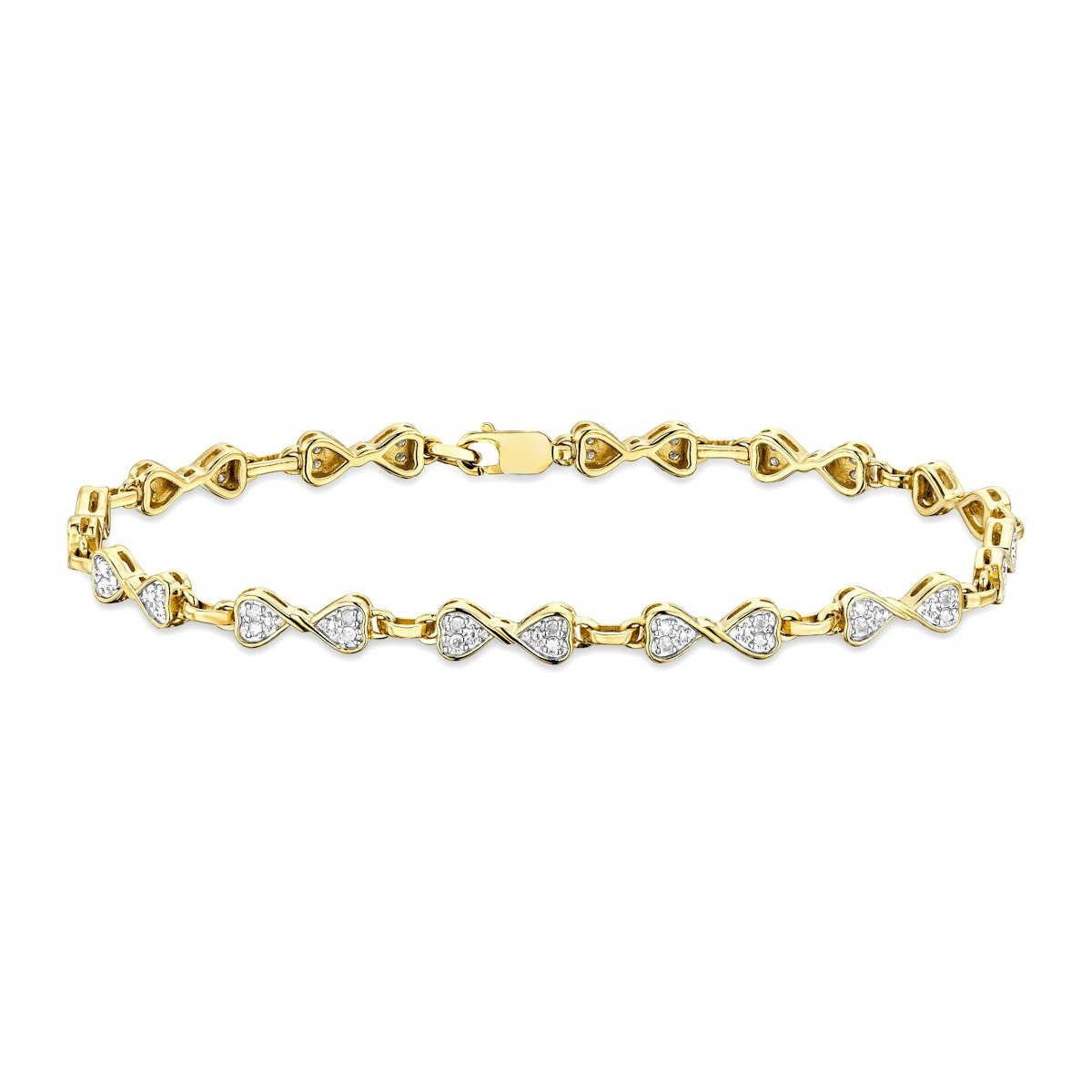 0.25ct Diamond Heart Bracelet Set In 18K Gold Vermeil