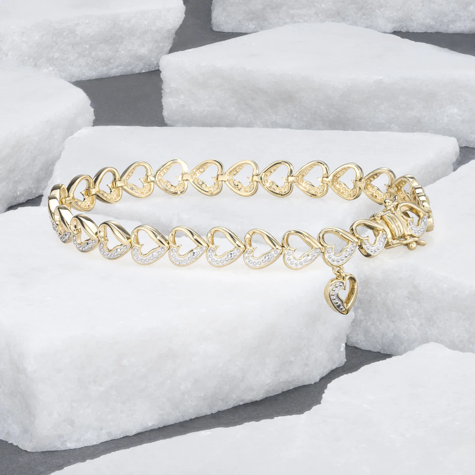 Diamond 18K Gold Vermeil Heart Bracelet
