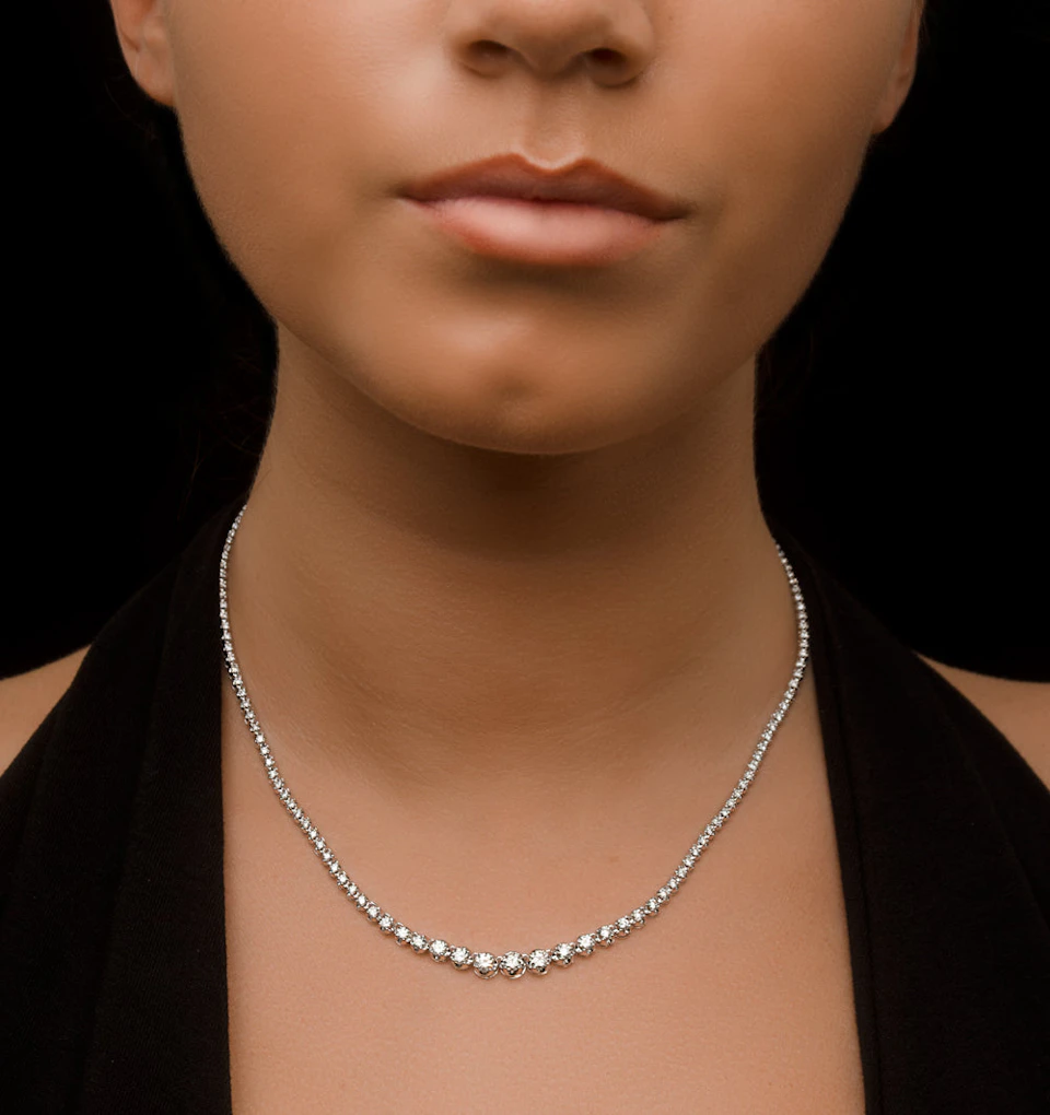Lab Diamond Tennis Necklace 3ct H/Si Quality in 9K White Gold