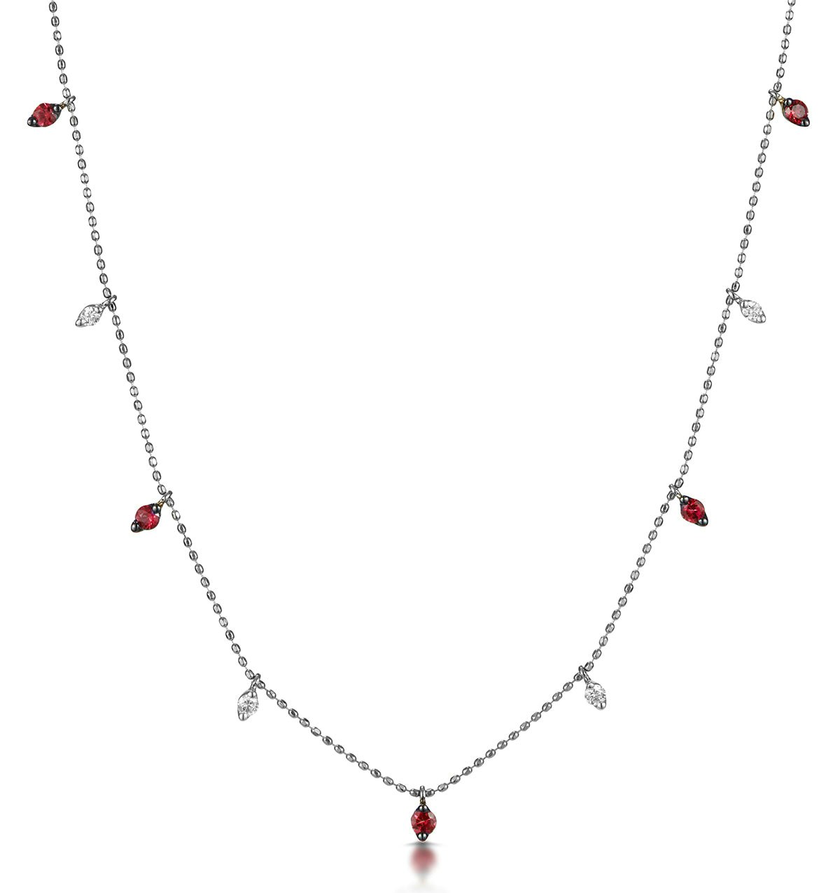 Ruby and Diamond Necklace in 18K White Gold - Vivara Collection