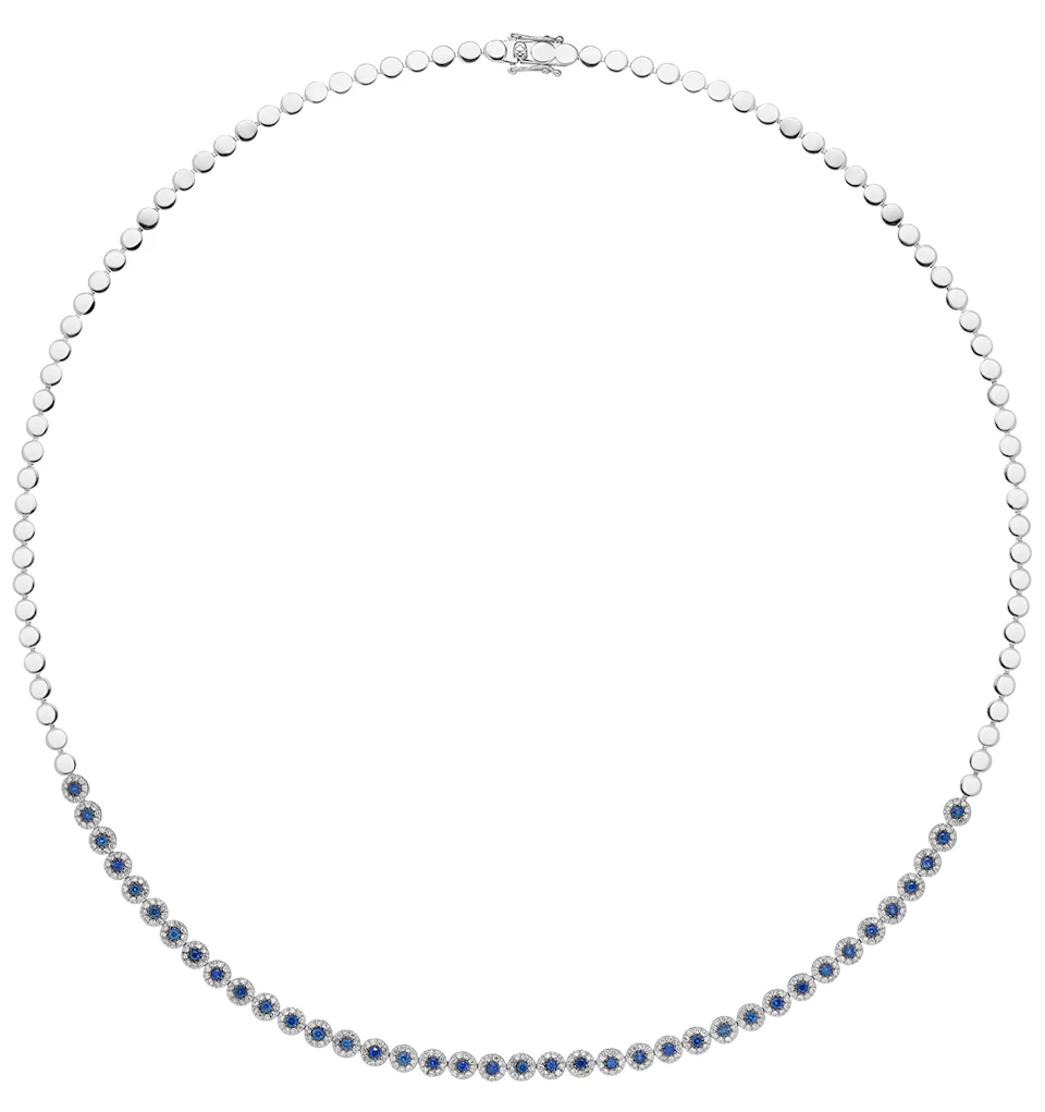 1.09ct Sapphire and Diamond Stellato Necklace in 9K White Gold