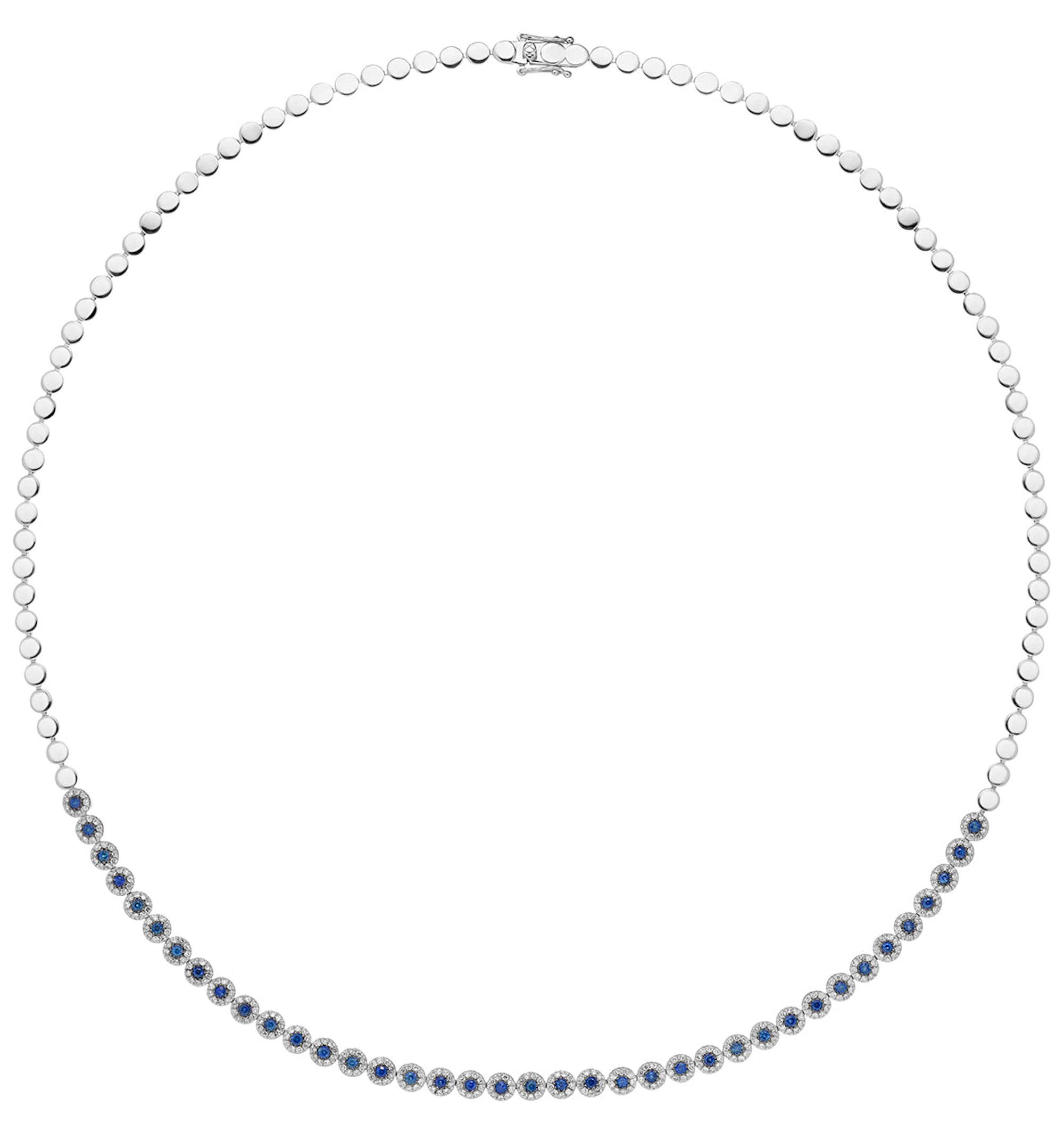 1.09ct Sapphire and Diamond Stellato Necklace in 9K White Gold