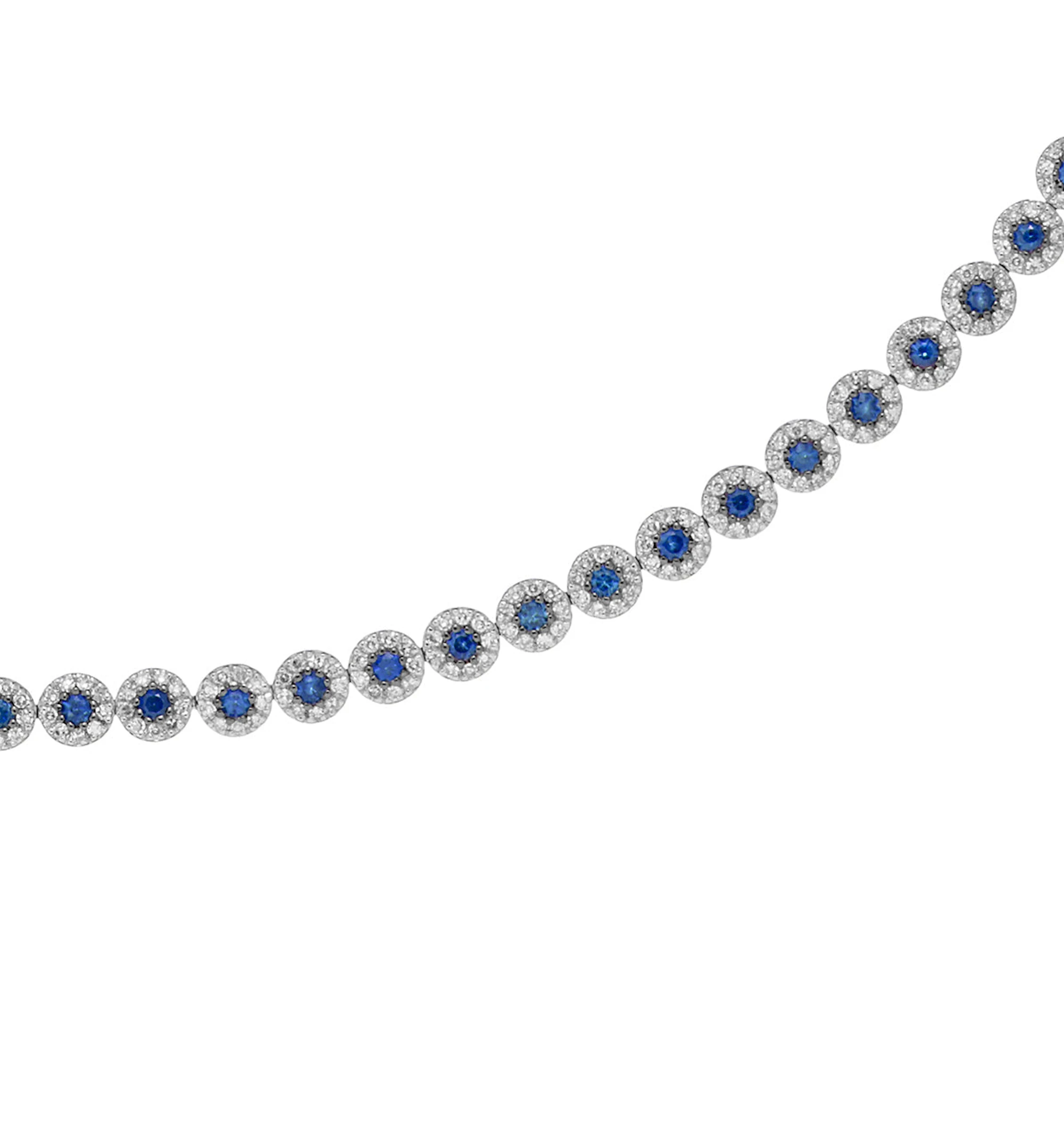 1.09ct Sapphire and Diamond Stellato Necklace in 9K White Gold