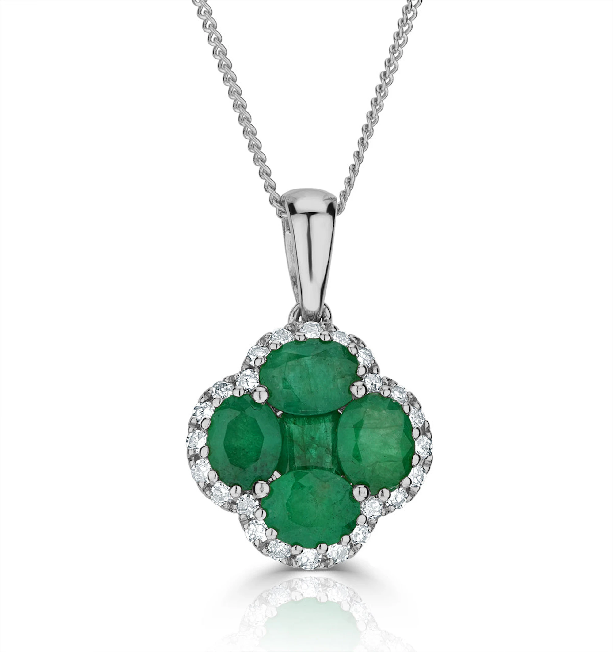 Emerald 1.04ct and Diamond 18K White Gold Alegria Pendant