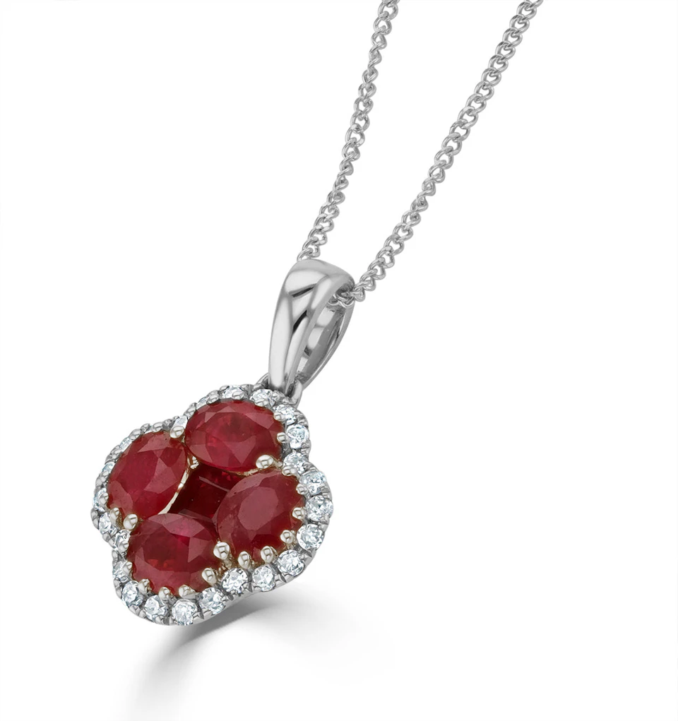 Alegria 1.34ct Ruby and Lab Diamond Pendant Necklace in 9K White Gold