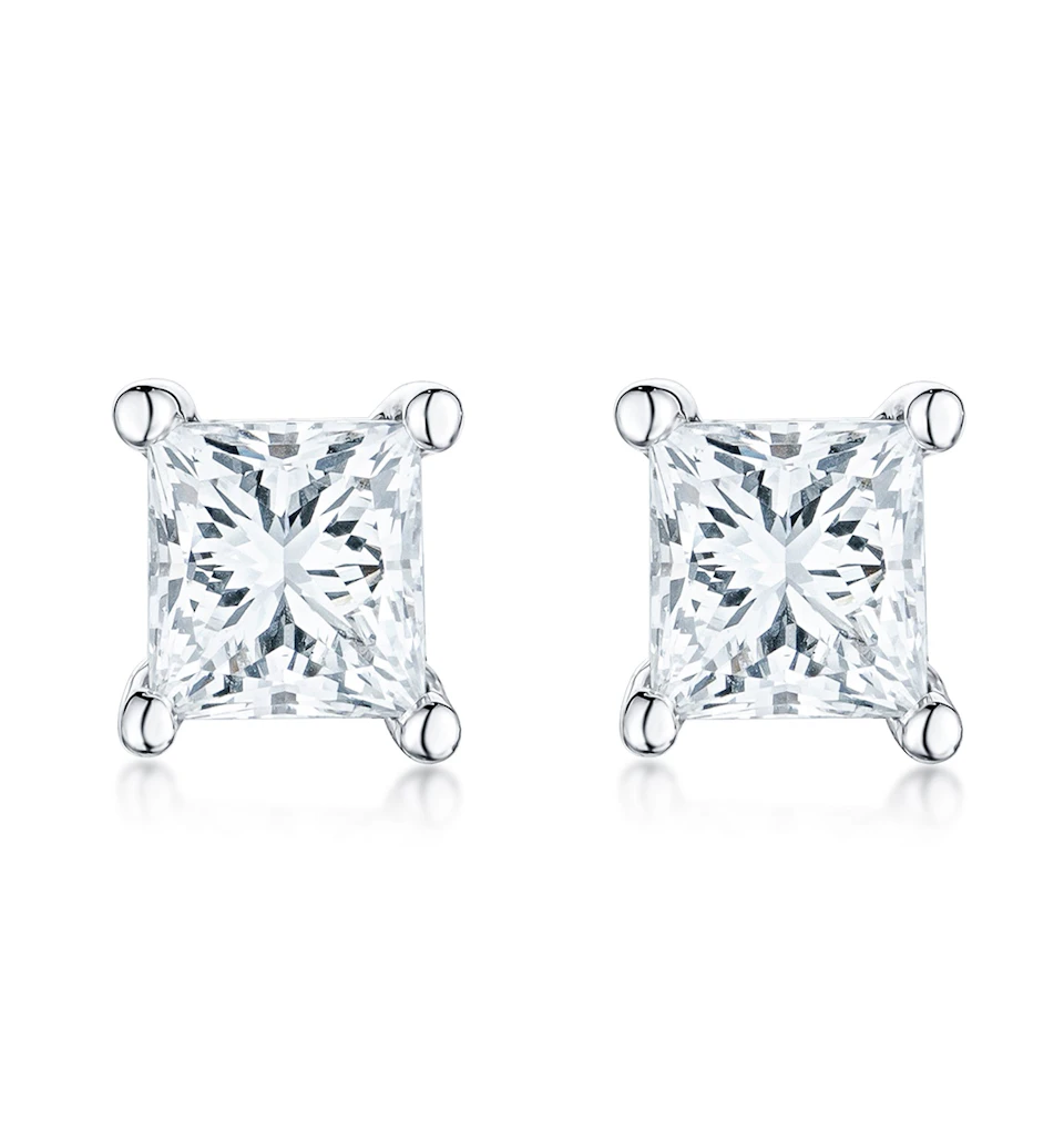 Princess Cut Lab Diamond Studs Earrings 0.50ct in 9K White Gold