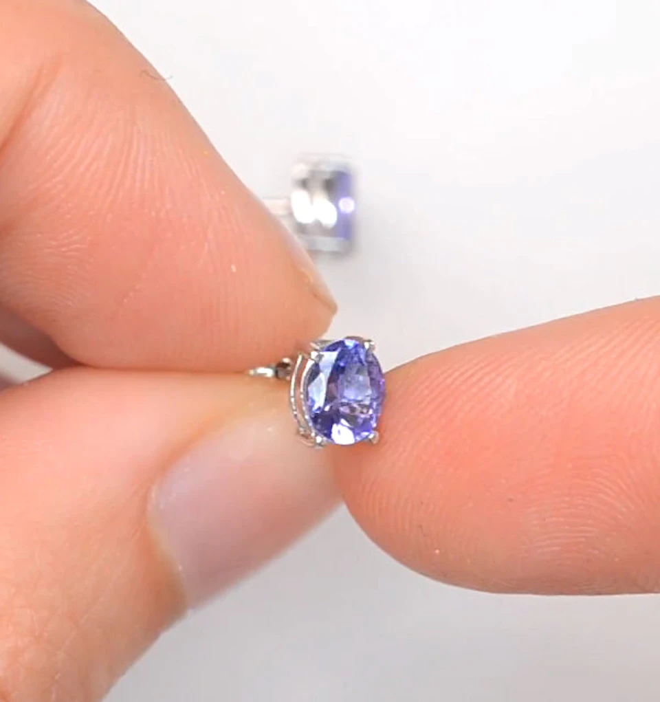 Tanzanite 5 x 4mm (0.70ct) 9K White Gold Earrings
