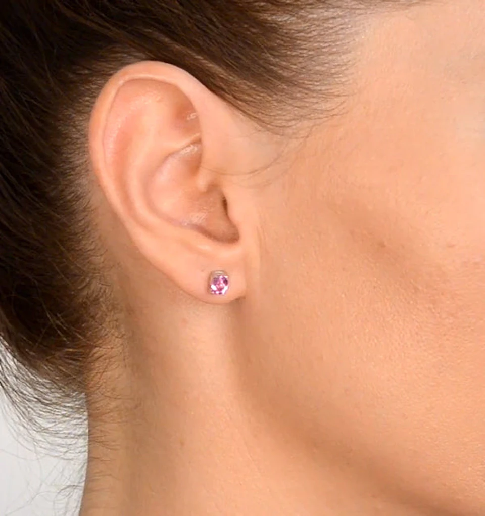 Pink Sapphire 0.45ct 9K White Gold Earrings