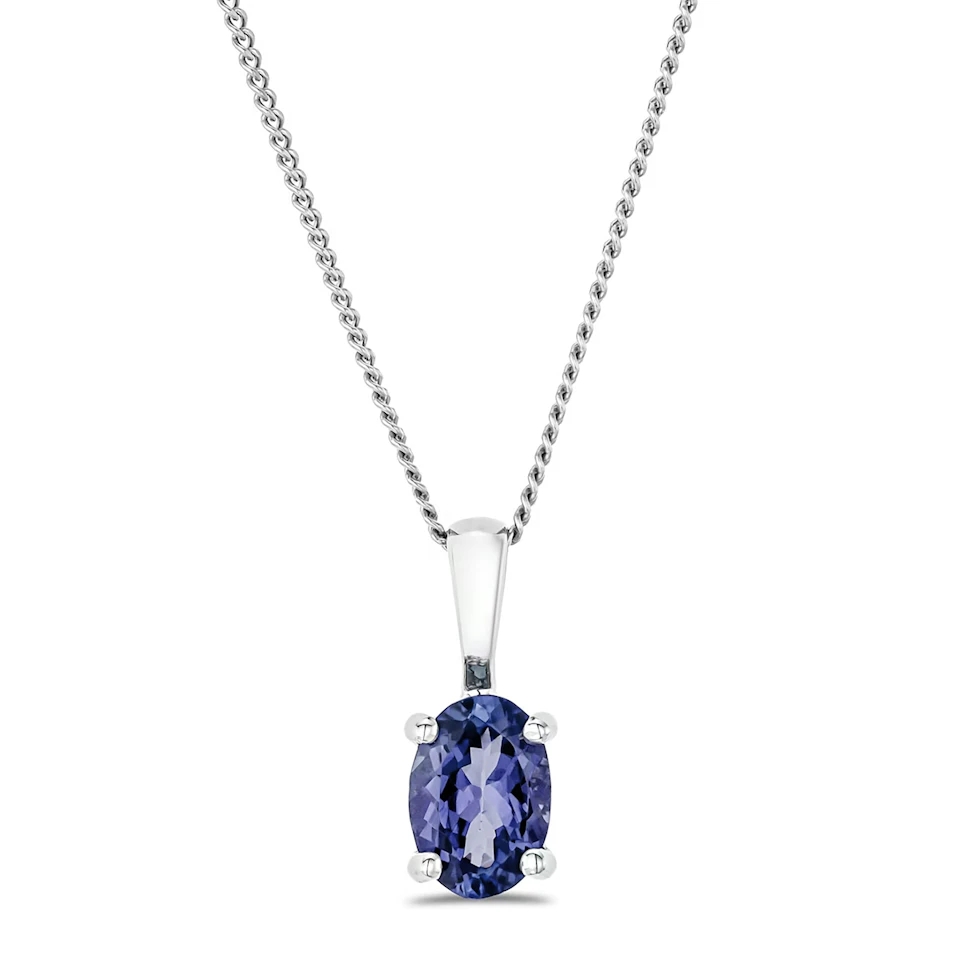 Tanzanite 7 x 5mm 925 Sterling Silver Pendant Necklace