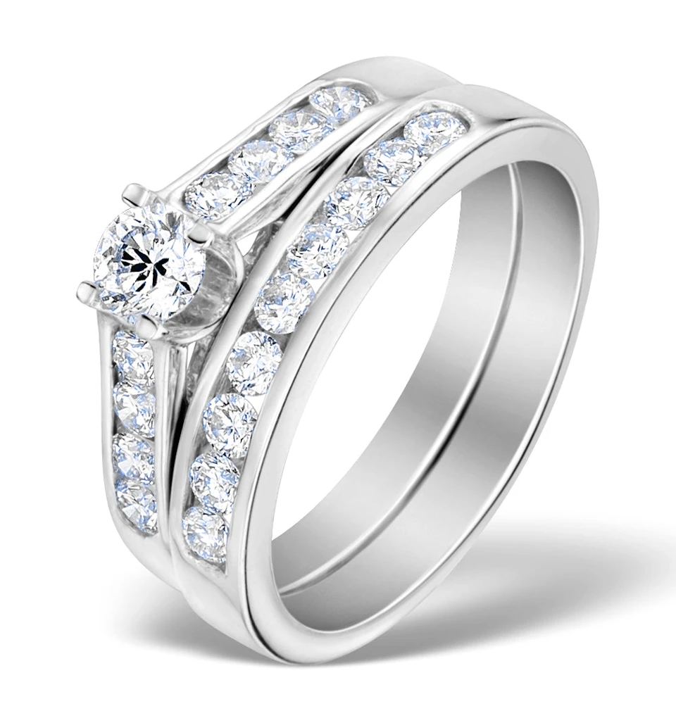 Matching Diamond Engagement and Wedding Ring 0.88ct 18K Gold