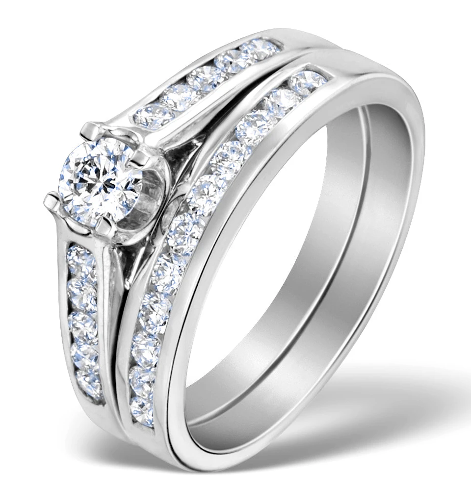 Matching Diamond Engagement and Wedding Ring 0.86ct 18K Gold