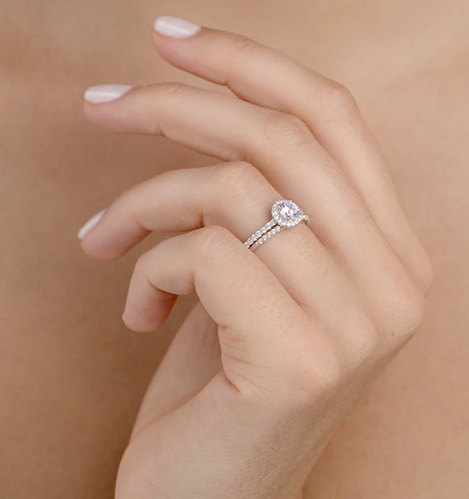 Matching Lab Diamond Engagement and Wedding Ring 1ct VS1 18K White Gold