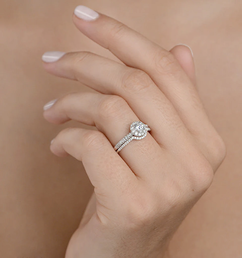 Matching Lab Diamond Engagement and Wedding Ring 1ct VS1 18K White Gold