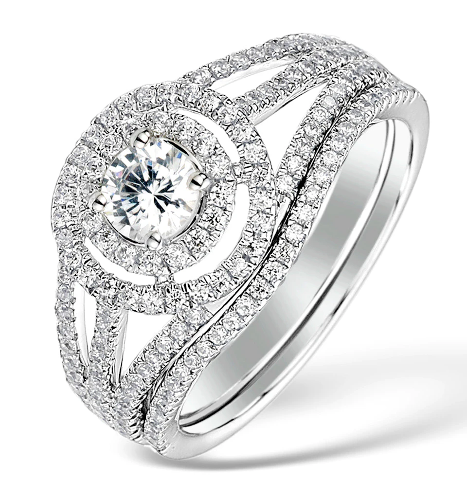 Matching Lab Diamond Engagement and Wedding Ring 1ct VS1 18K White Gold