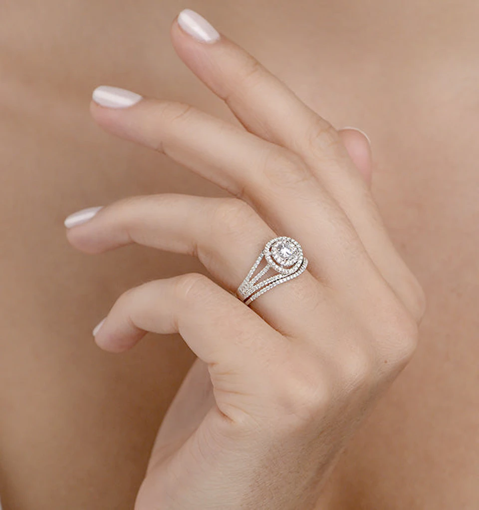 Matching Lab Diamond Engagement and Wedding Ring 1ct VS1 18K White Gold