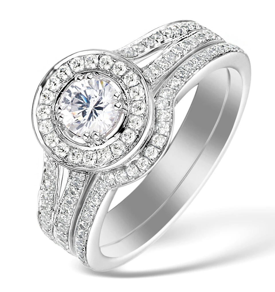 Matching Diamond Engagement and Wedding Ring 1ct SI2 18K Gold