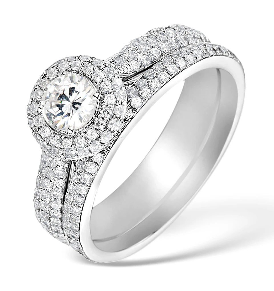 Matching Lab Diamond Engagement - Wedding Ring 1.50ct VS1 18K White Gold