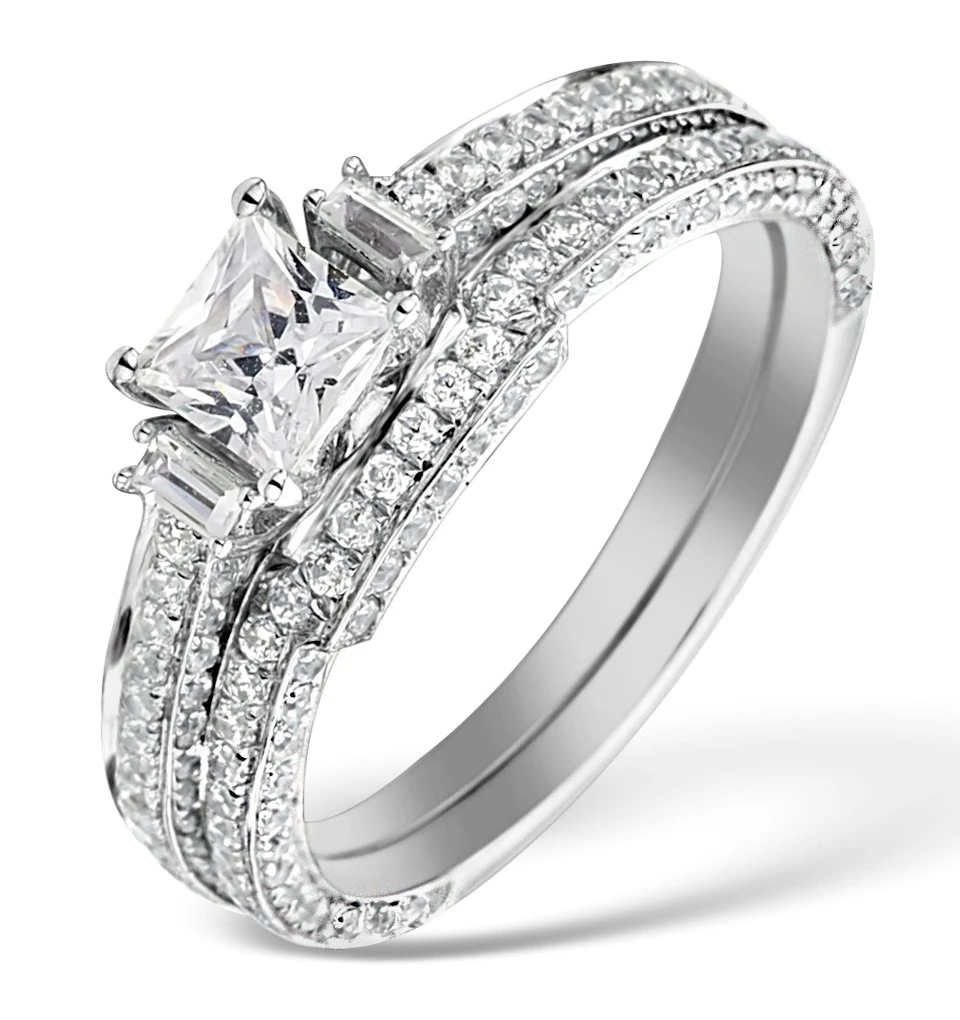 Matching Lab Diamond Engagement - Wedding Ring 1.25ct VS1 18K White Gold