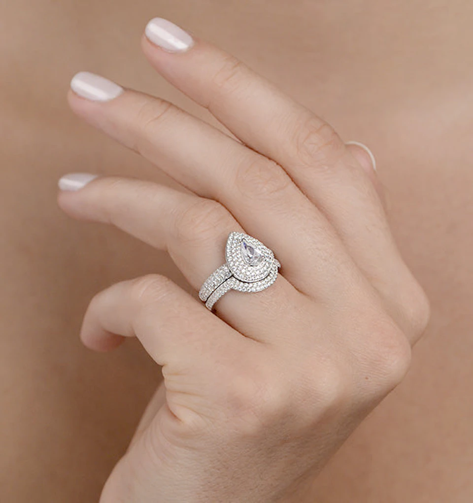 Matching Lab Diamond Engagement - Wedding Ring 1.50ct SI 18K White Gold