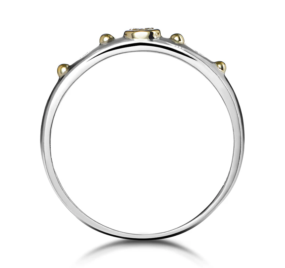 Three Stone Rubover Diamond Set Band in 9K White Gold - SIZE V