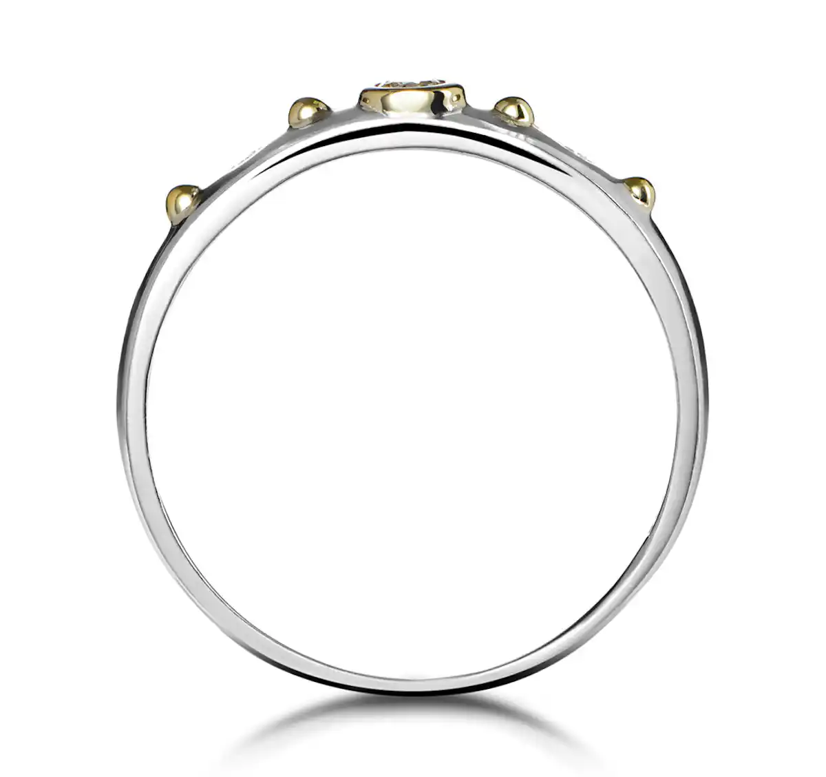 Three Stone Rubover Diamond Set Band in 9K White Gold - SIZE V