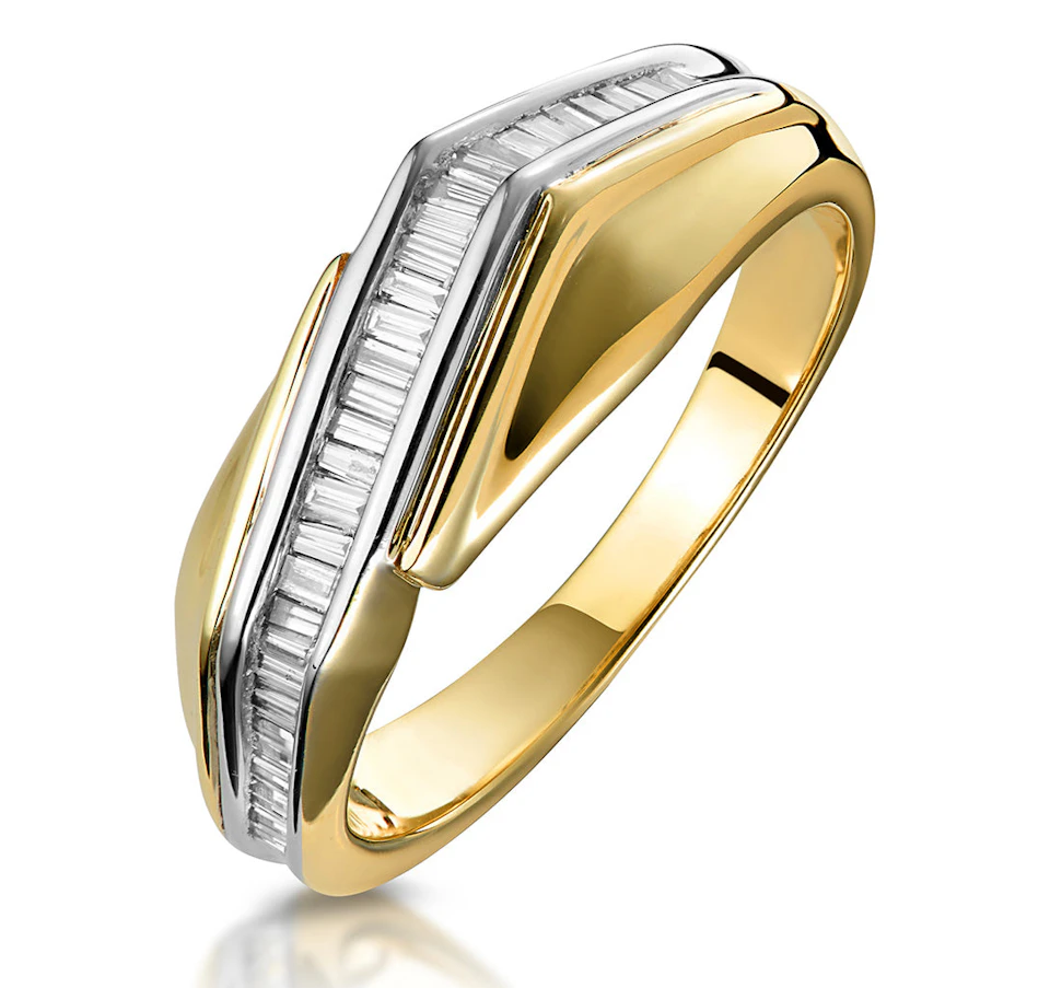 0.25ct Diamond Baguette Twist Ring in 9K Gold - SIZE L