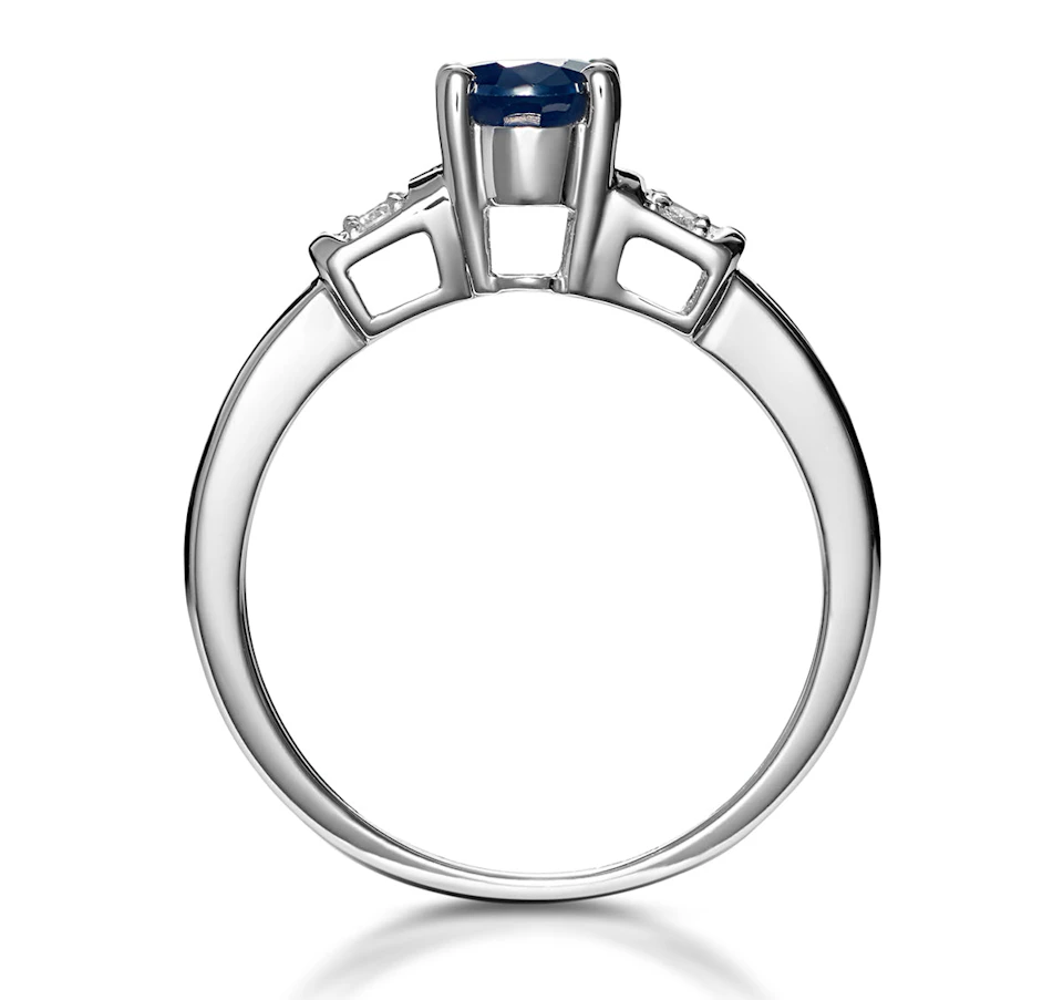 Sapphire 1.25ct And Diamond 9K White Gold Ring