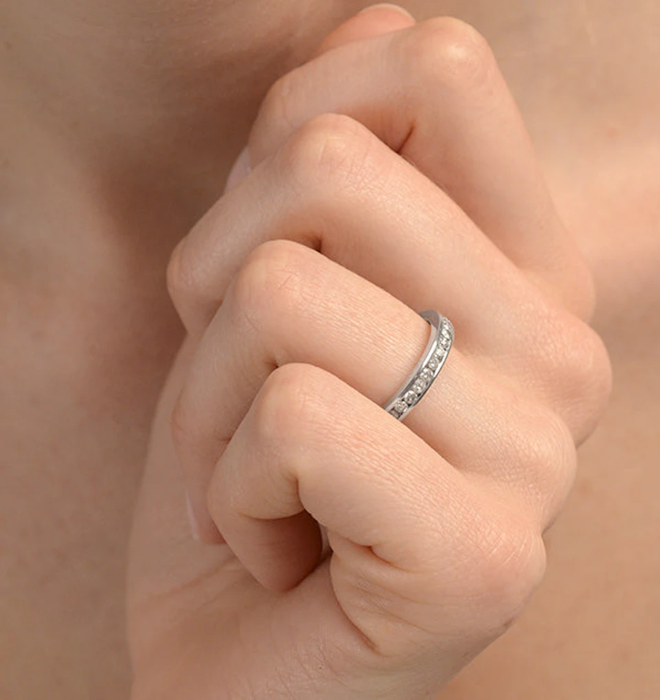 9K White Gold Diamond Eternity Ring 0.91CT