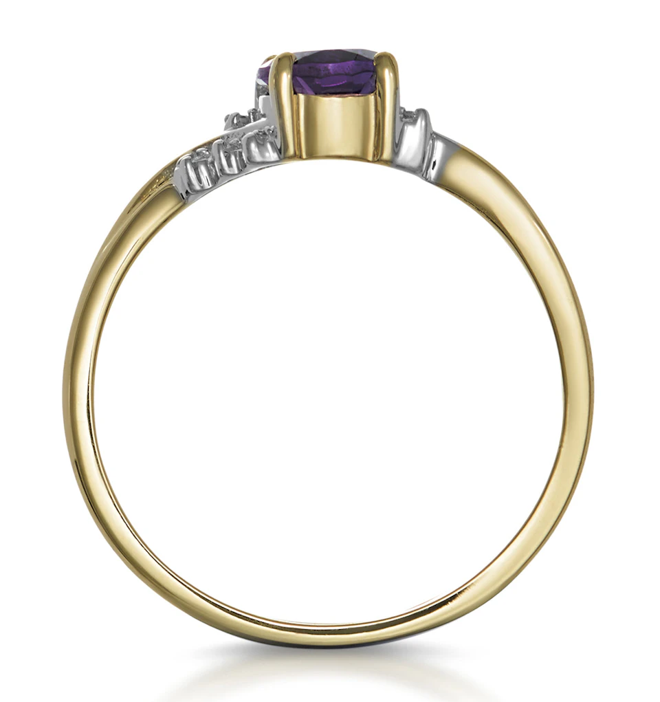 Amethyst 0.68ct And Diamond 9K Gold Ring