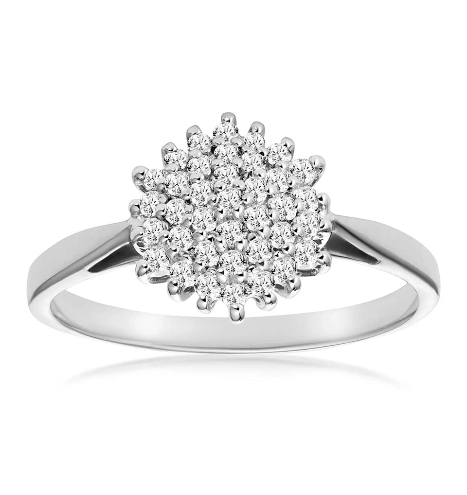 Cluster Ring 0.25ct Diamond 9K White Gold - E5362Y