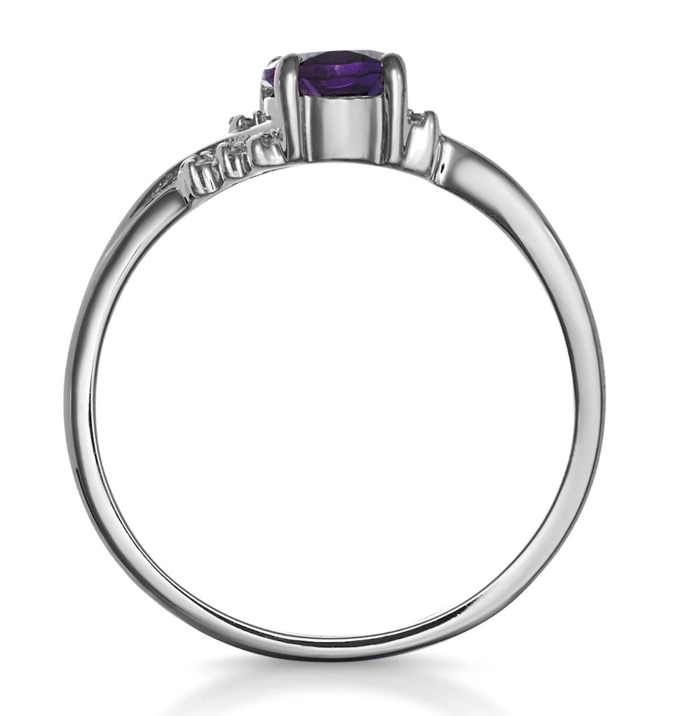Amethyst 0.68ct And Diamond 18K White Gold Ring