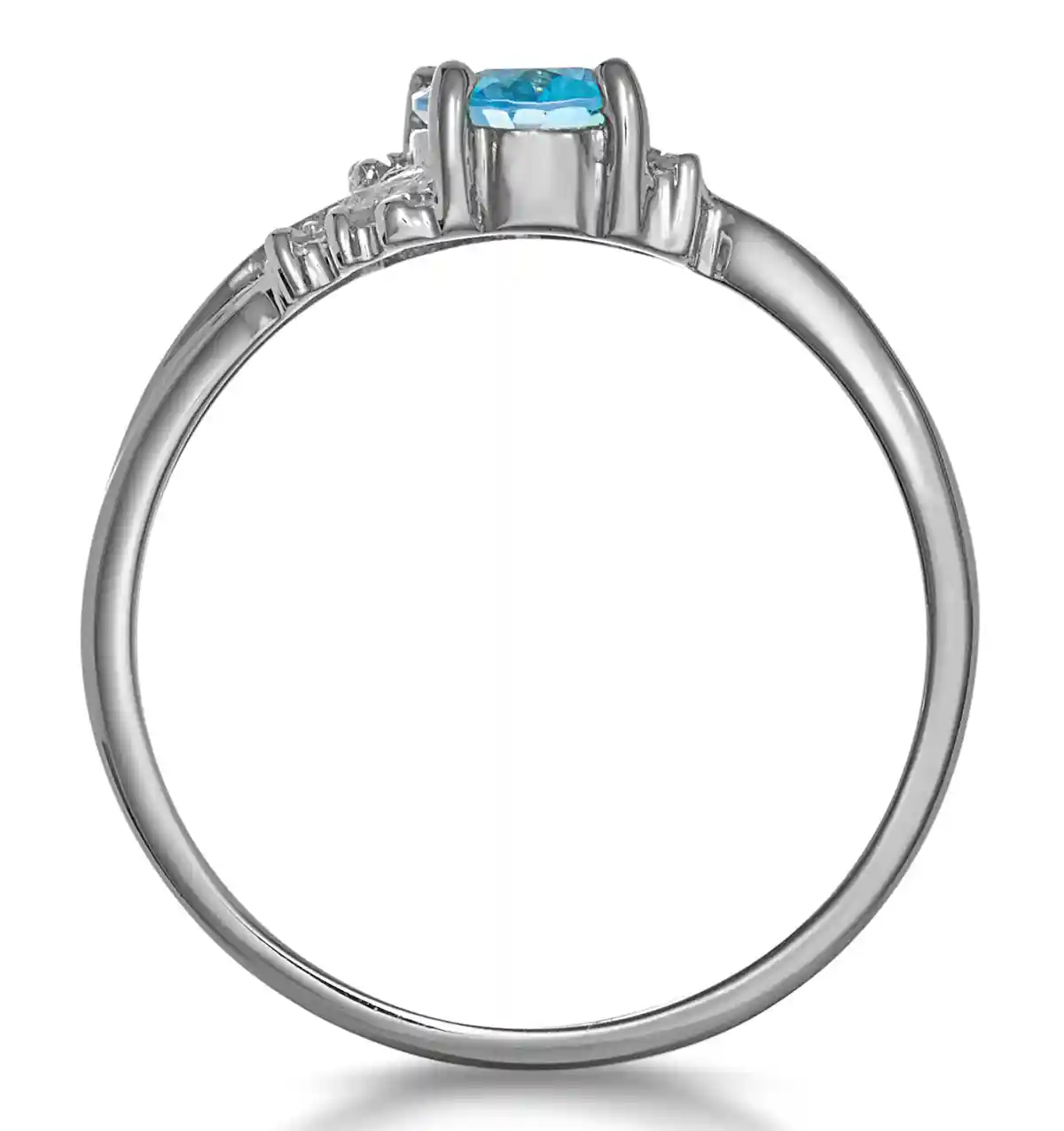 Blue Topaz 0.94CT And Diamond 9K White Gold Ring