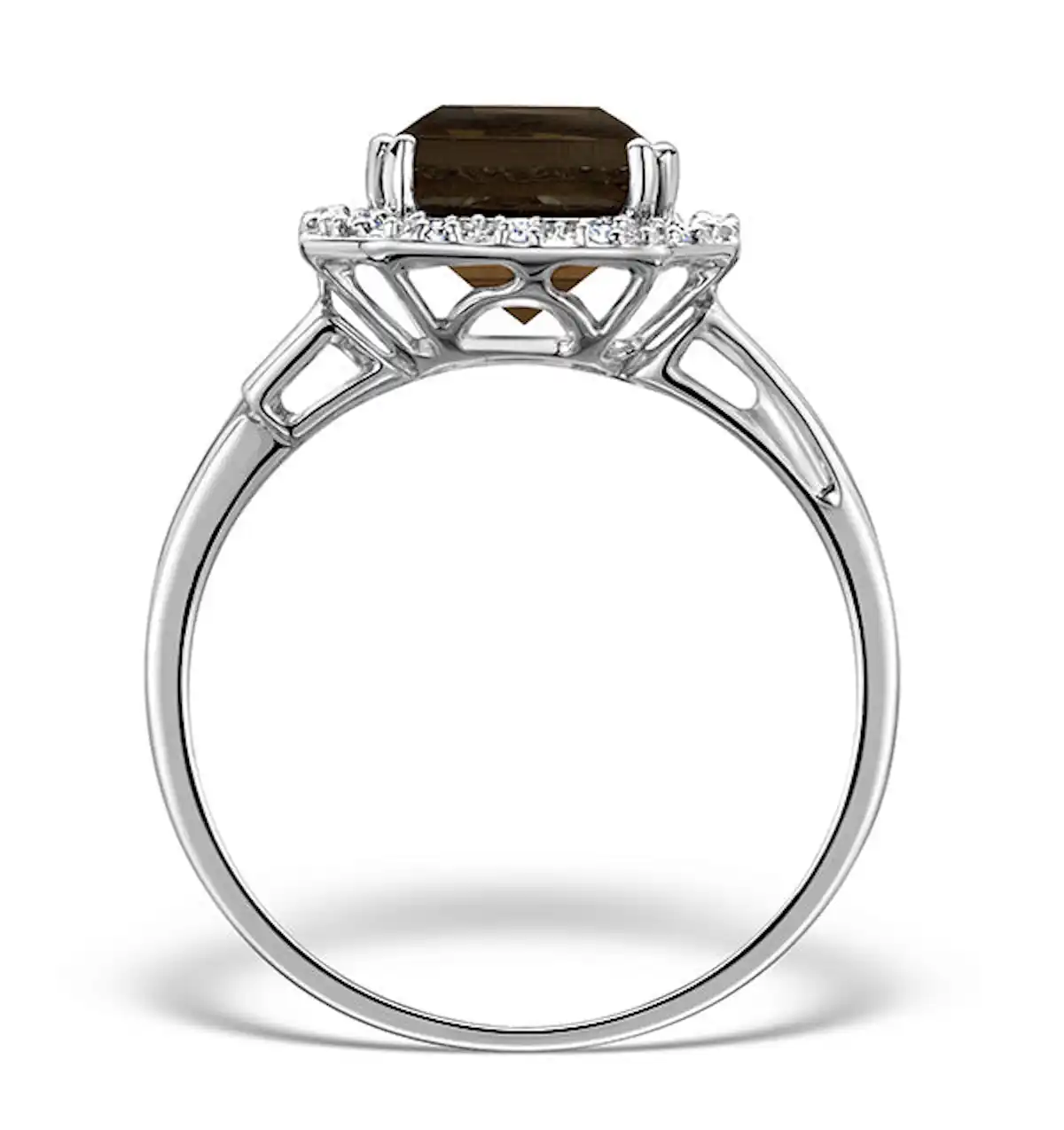 Smokey Quartz 3.28ct And Diamond 9K White Gold Ring SIZES AVAILABLE K L M N O P