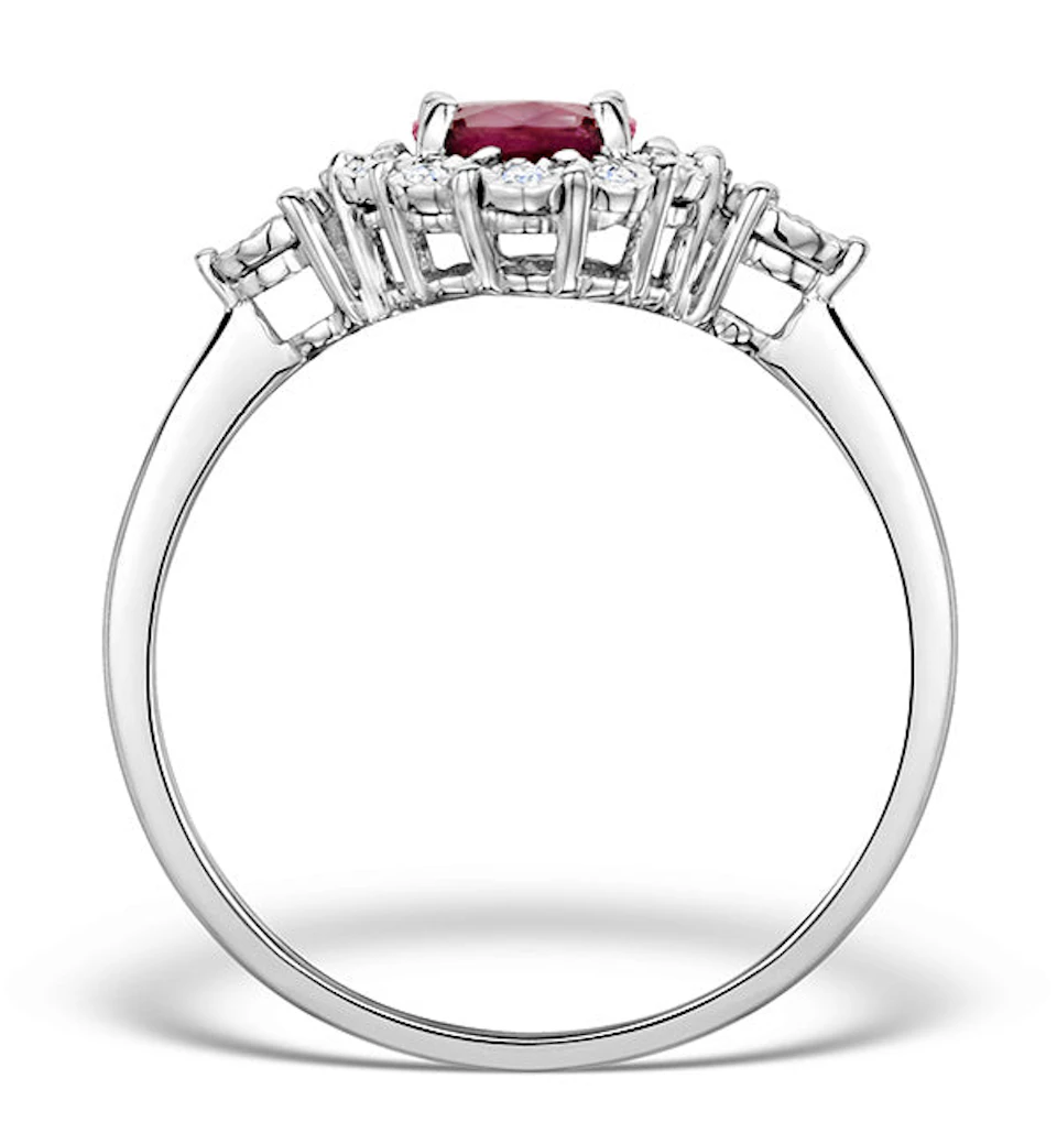 Ruby 7 x 5mm and Diamond 9K White Gold Ring