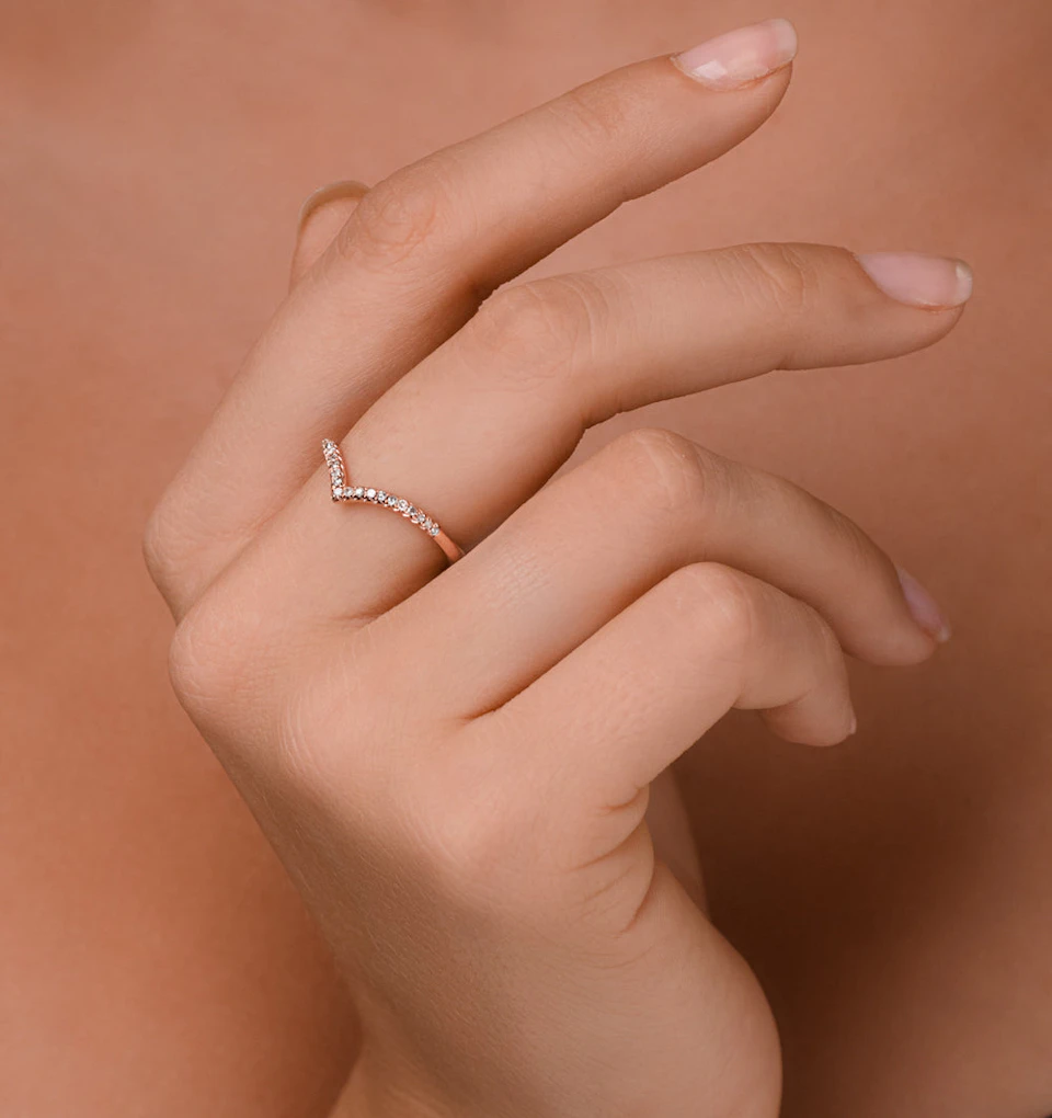 Vivara Collection 0.13ct Diamond and 9K Rose Gold Wishbone Ring E5952