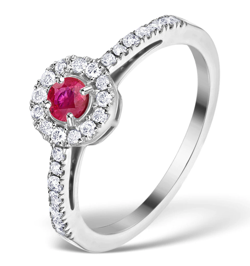Ruby Halo Martini 0.25CT Diamond Ring in 9K White Gold E5960 - SIZE O