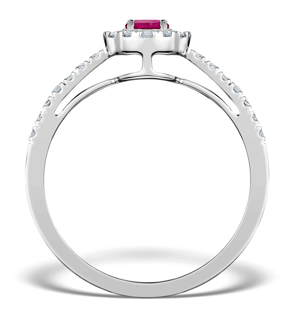 Ruby Halo Martini 0.25CT Diamond Ring in 9K White Gold E5960 - SIZE O
