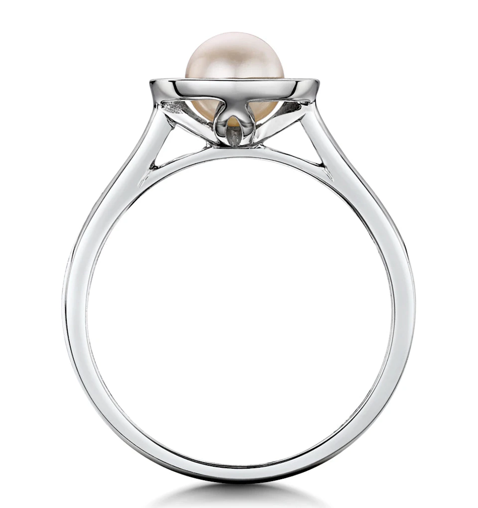 Pearl and Diamond Stellato Ring 0.08ct in 9K White Gold
