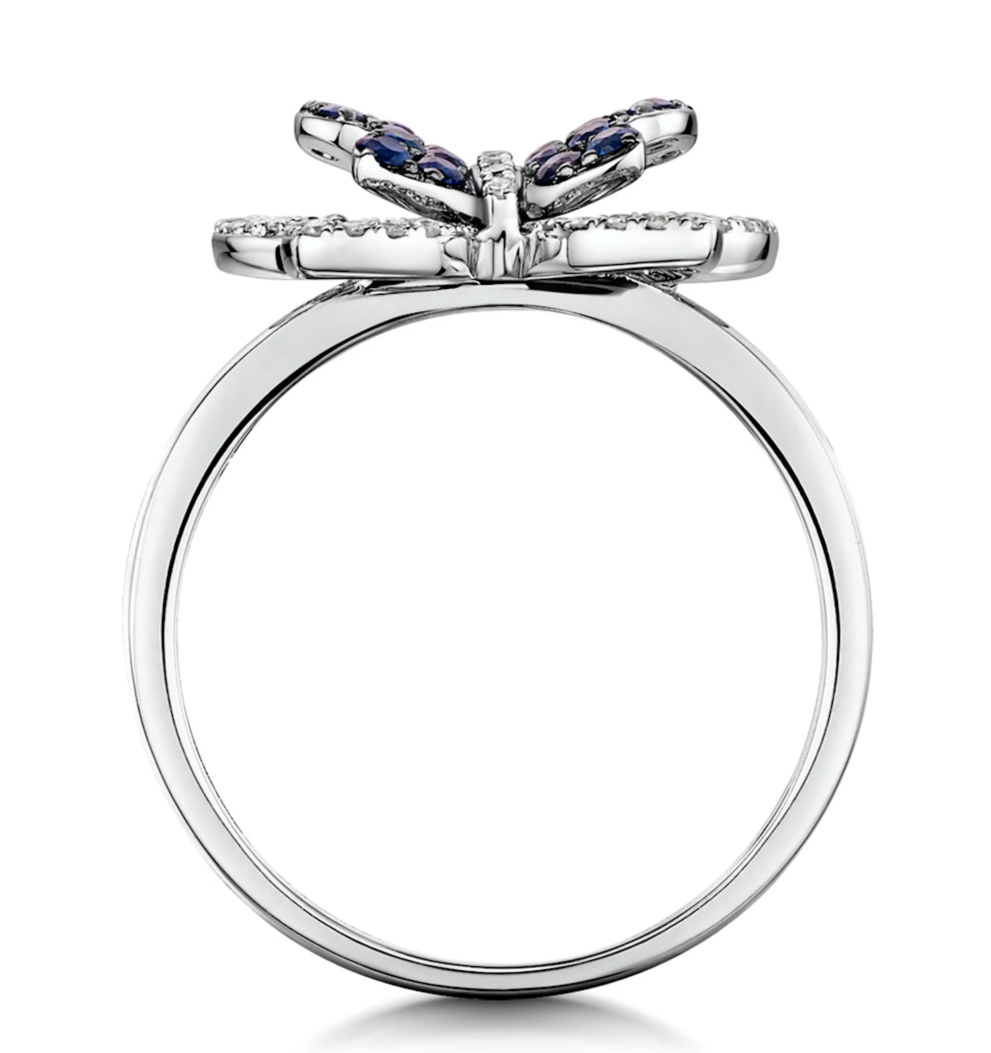 Stellato Collection Sapphire and Diamond Butterfly Ring 9K White Gold