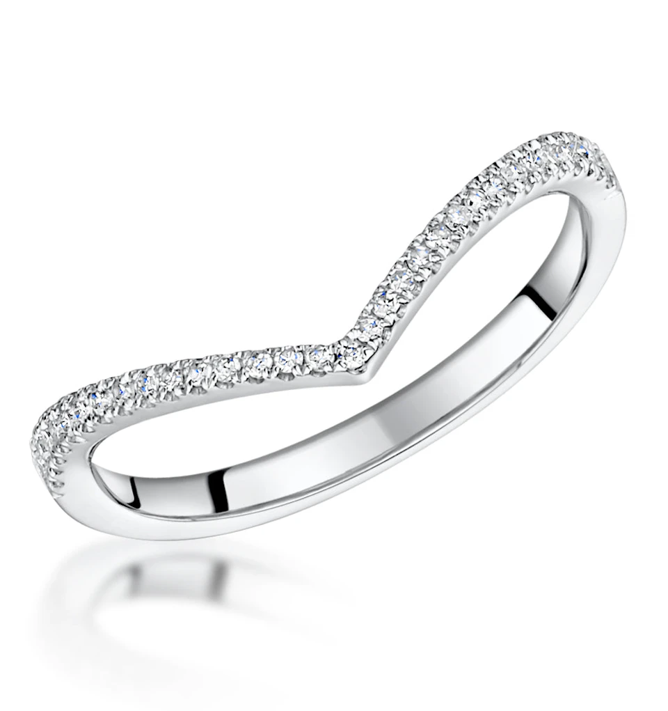 Stellato Collection Diamond Wishbone Ring 0.12ct in 9K White Gold