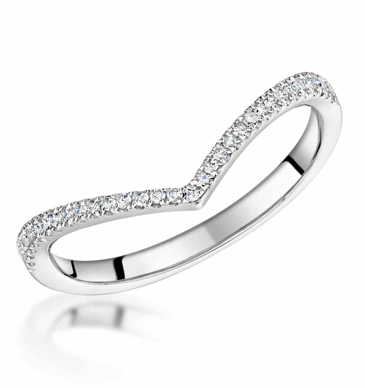 Stellato Collection Diamond Wishbone Ring 0.12ct in 9K White Gold