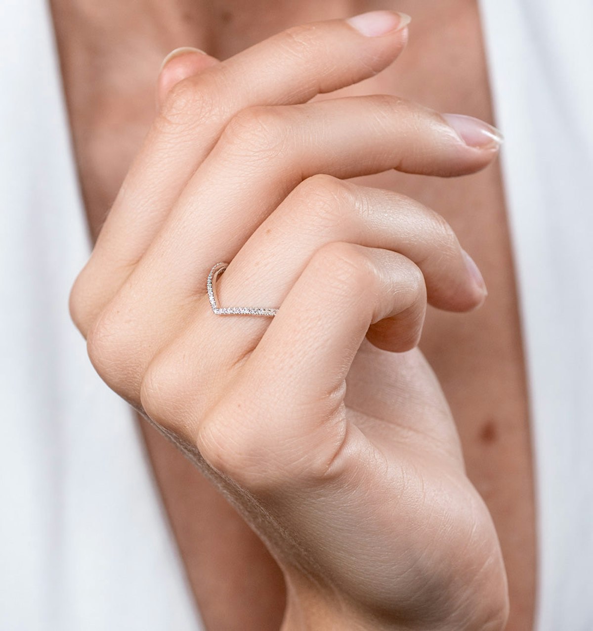 Stellato Collection Diamond Wishbone Ring 0.12ct in 9K White Gold