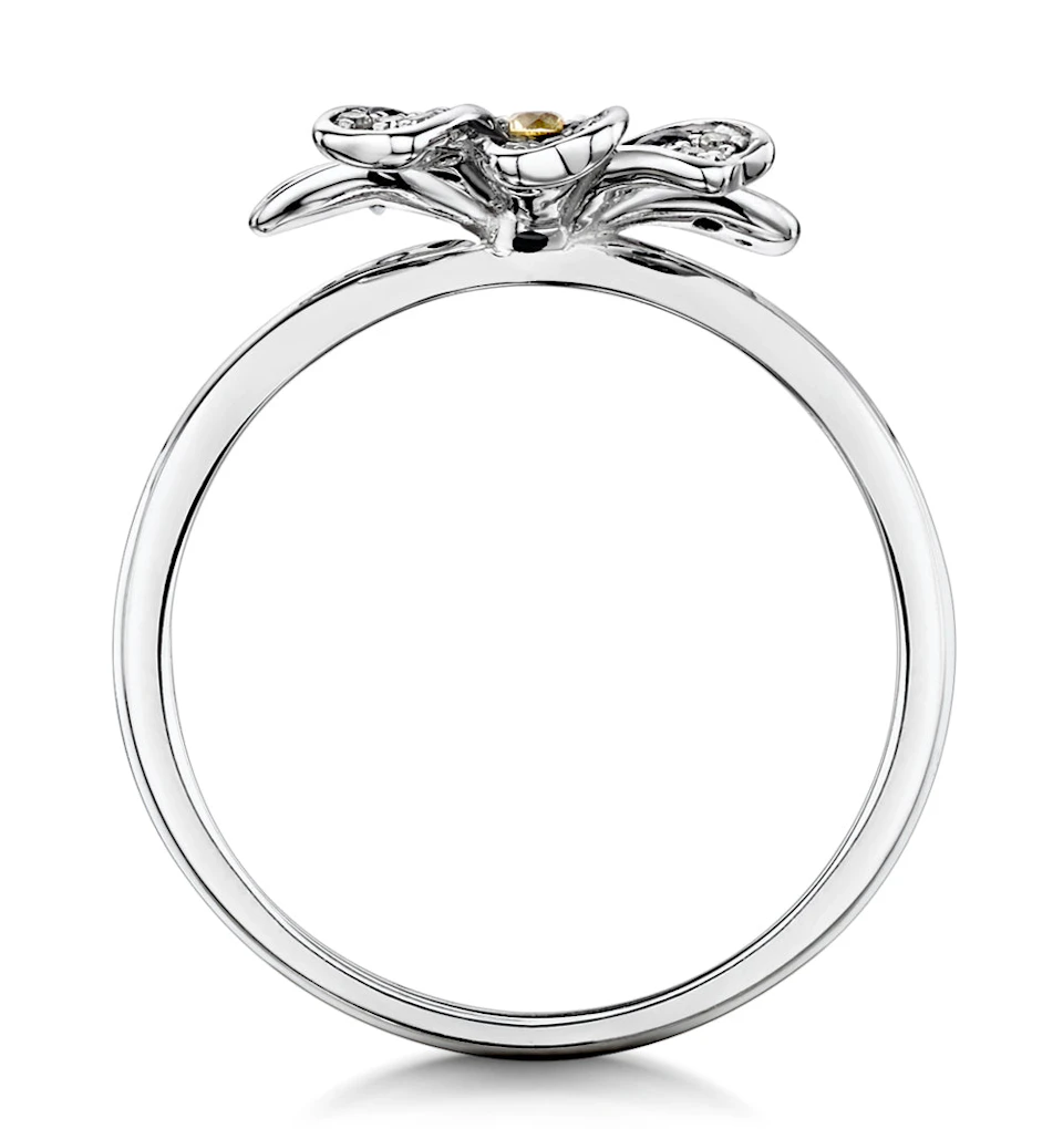 Blue Sapphire Yellow Sapphire and Diamond Stellato Ring 9K White Gold